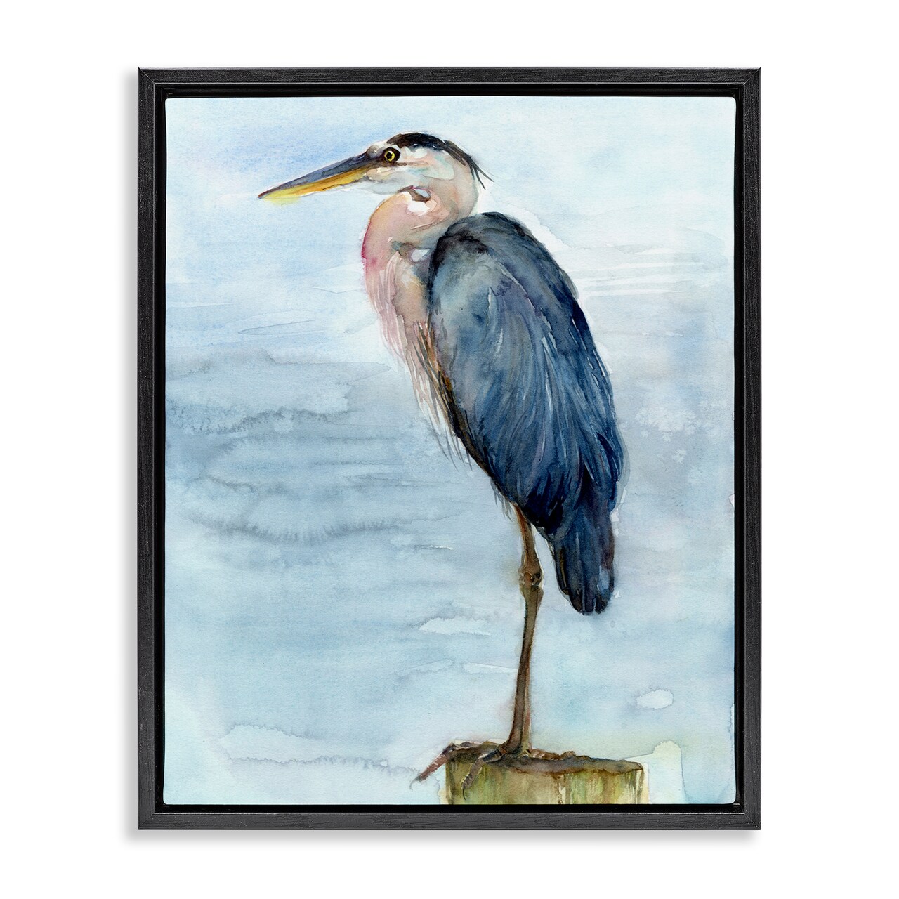 Stupell Industries Blue Heron's Perch Floater Framed Canvas Wall Art Design by John Keeling
